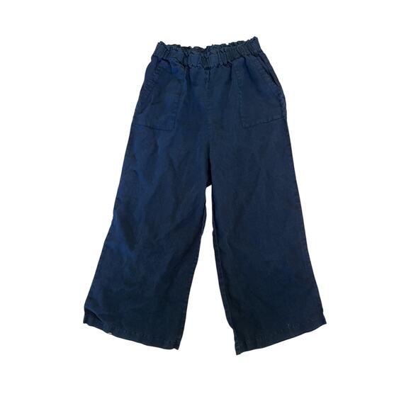 Women XL Len Ok Lenok 100% Linen Navy Pants Pull-On Elastic Waist Lagenlook - Picture 1 of 6